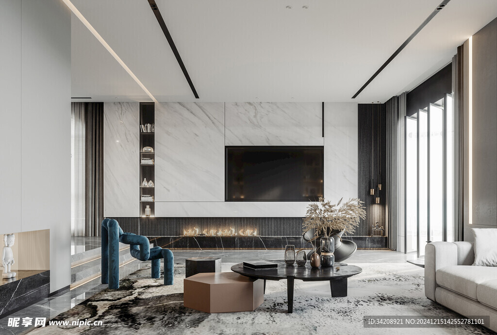 电视机满墙柜客厅装饰现代简约风