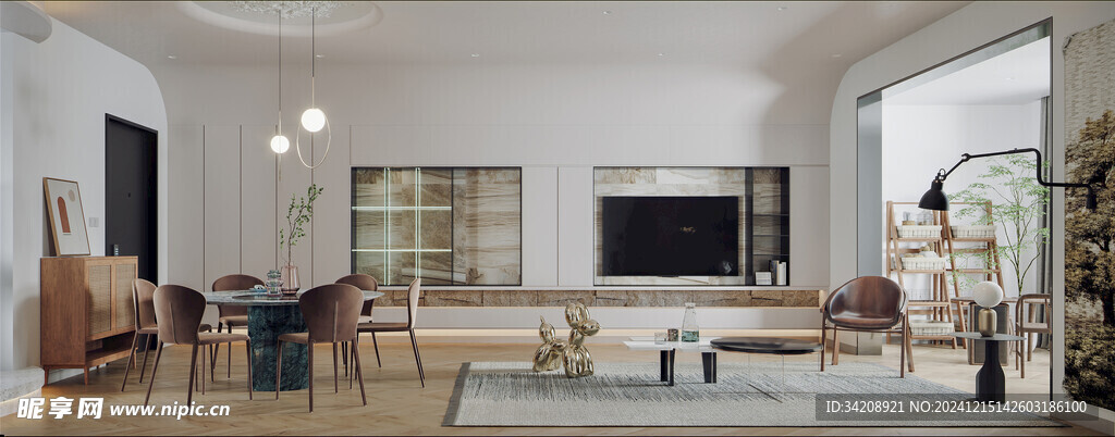 电视机满墙柜客厅装饰现代简约风