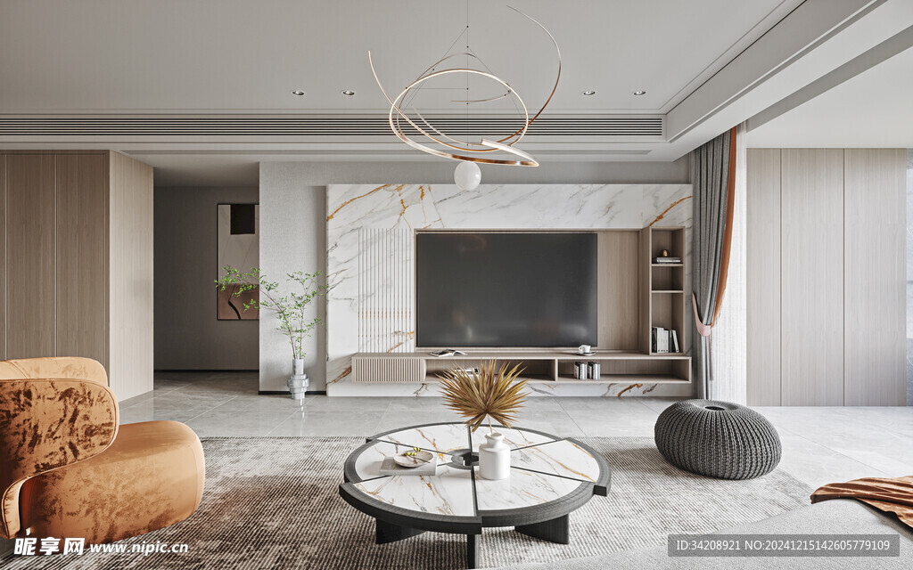 电视机满墙柜客厅装饰现代简约风