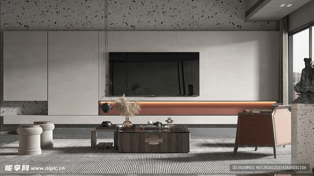 电视机满墙柜客厅装饰现代简约风