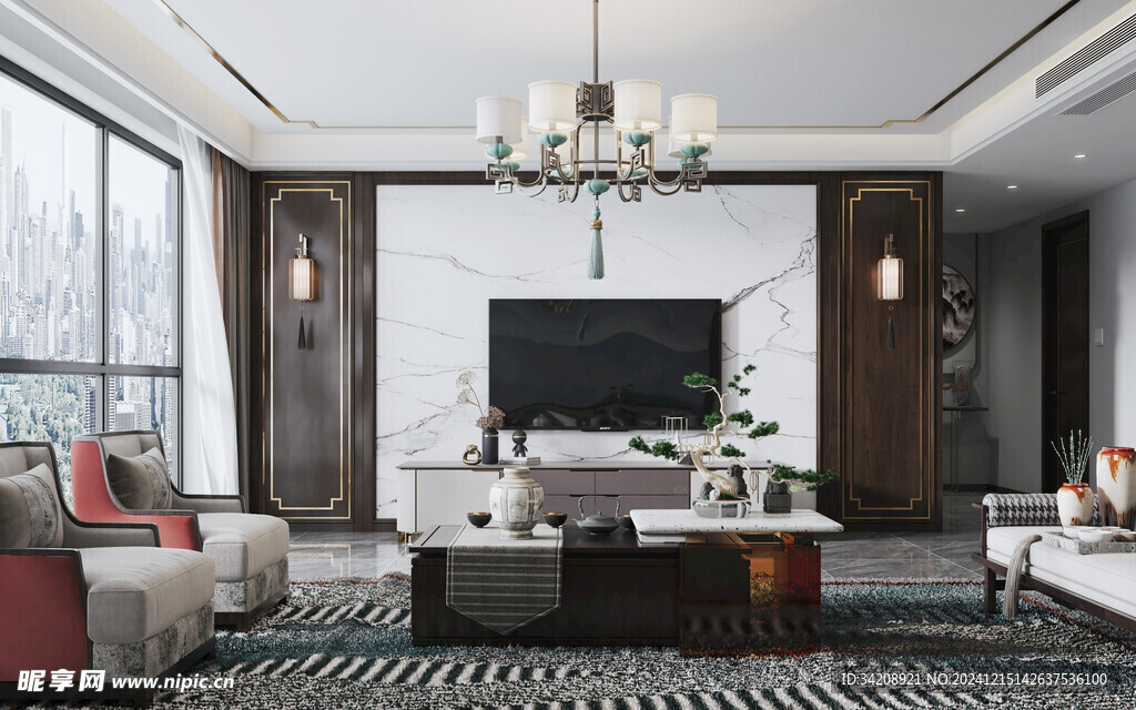 电视机满墙柜客厅装饰现代简约风