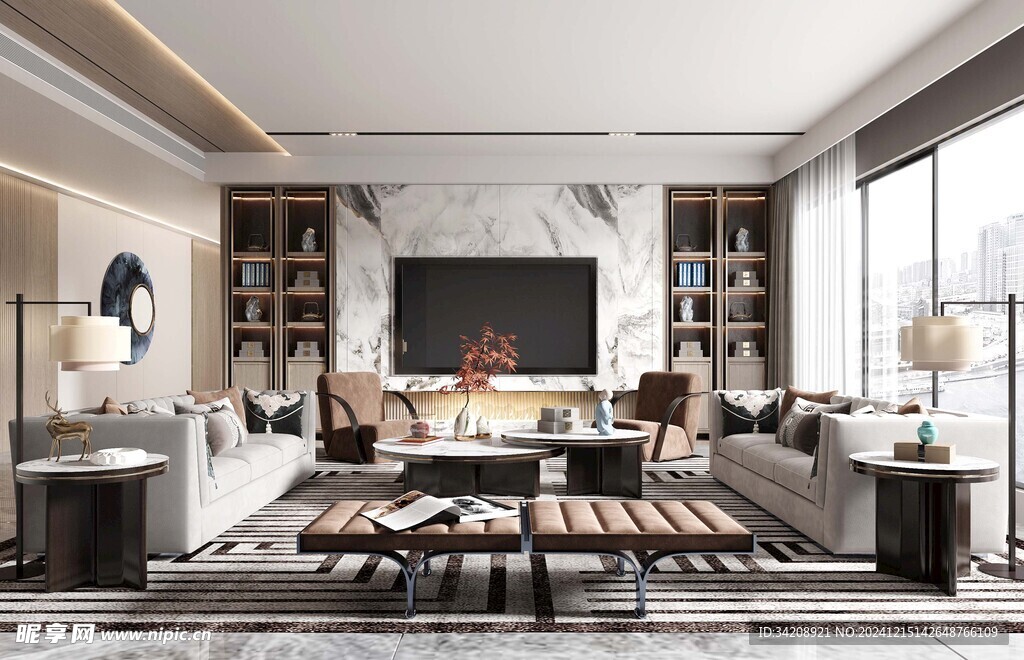 电视机满墙柜客厅装饰现代简约风