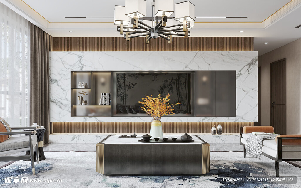 电视机满墙柜客厅装饰现代简约风