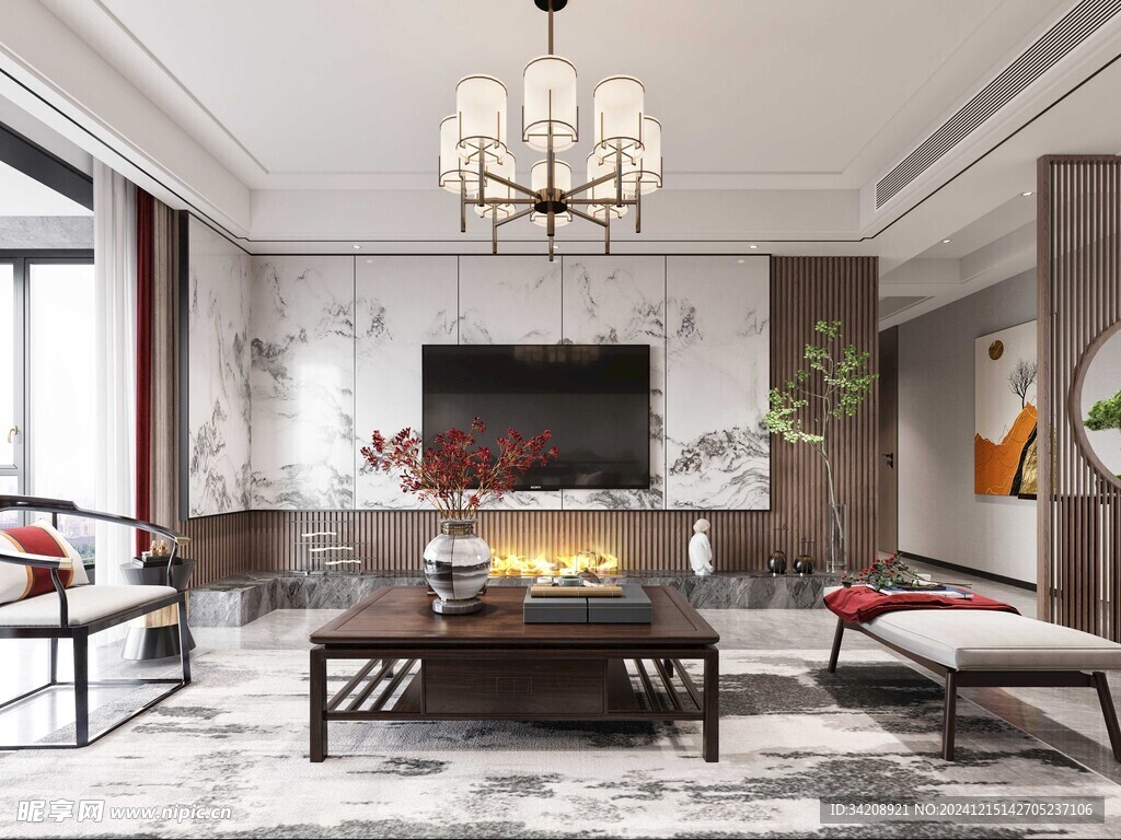 电视机满墙柜客厅装饰现代简约风