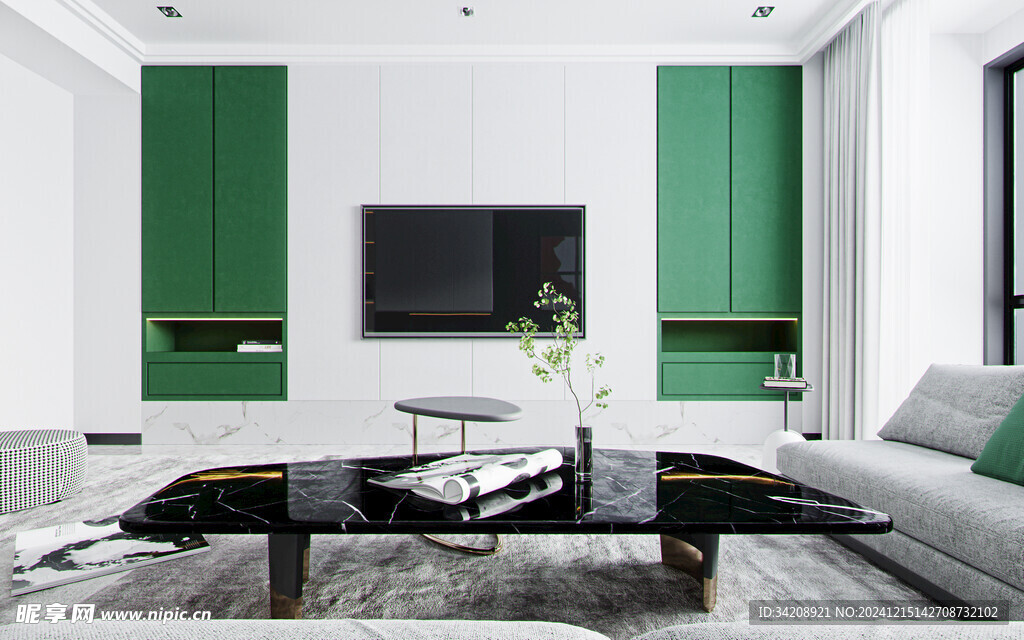 电视机满墙柜客厅装饰现代简约风