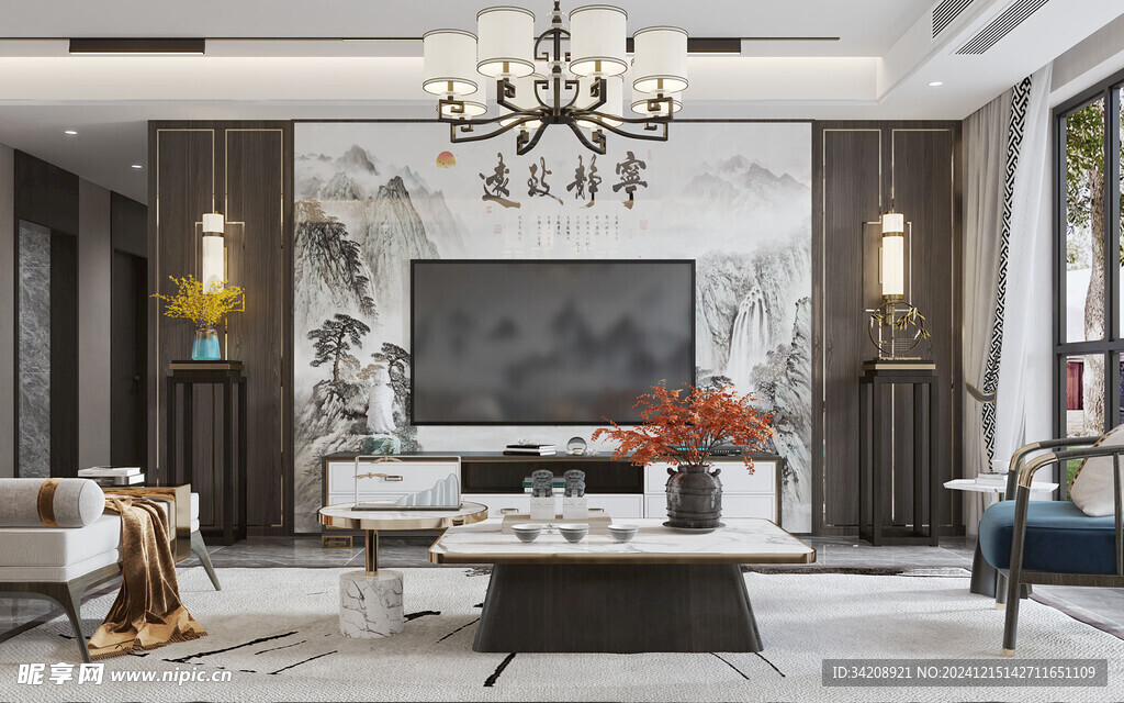 电视机满墙柜客厅装饰现代简约风