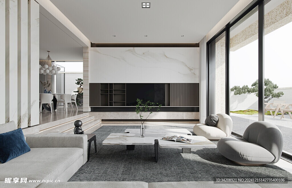 电视机满墙柜客厅装饰现代简约风