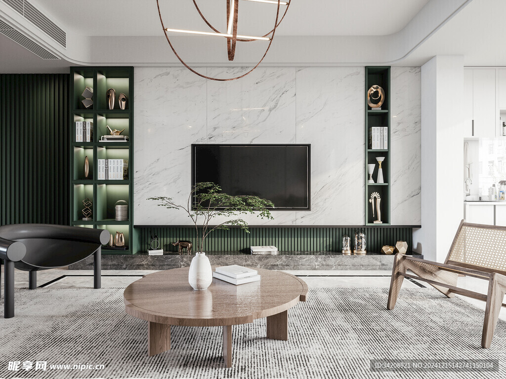 电视机满墙柜客厅装饰现代简约风