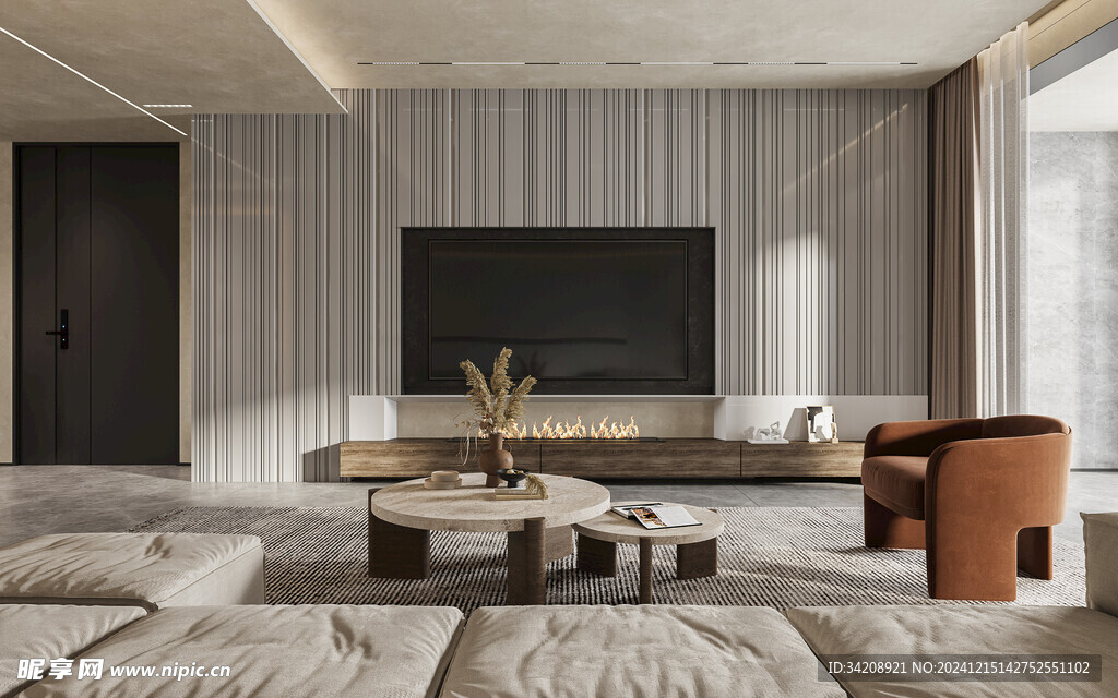 电视机满墙柜客厅装饰现代简约风