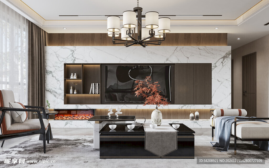 电视机满墙柜客厅装饰现代简约风