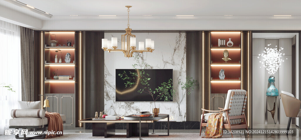 电视机满墙柜客厅装饰现代简约风