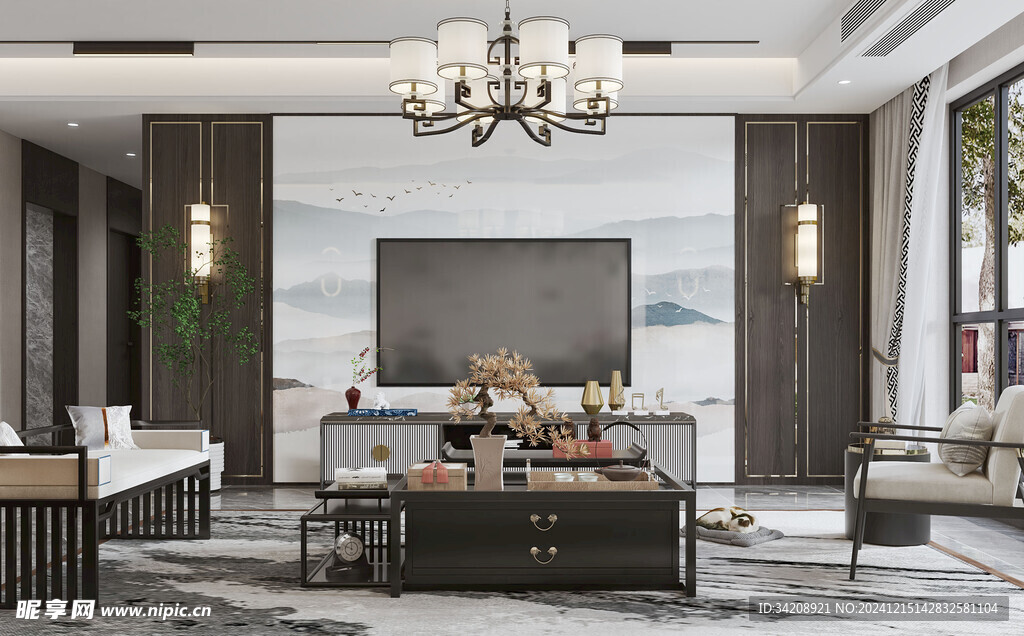 电视机满墙柜客厅装饰现代简约风