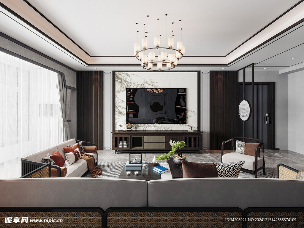 电视机满墙柜客厅装饰现代简约风