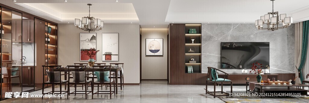 电视机满墙柜客厅装饰现代简约风