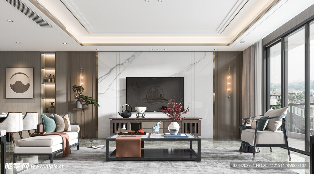 电视机满墙柜客厅装饰现代简约风