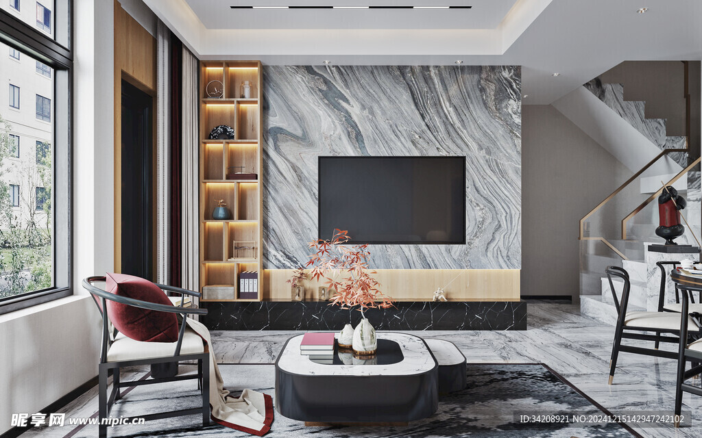 电视机满墙柜客厅装饰现代简约风