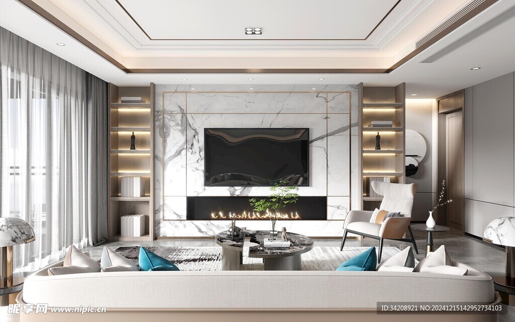 电视机满墙柜客厅装饰现代简约风