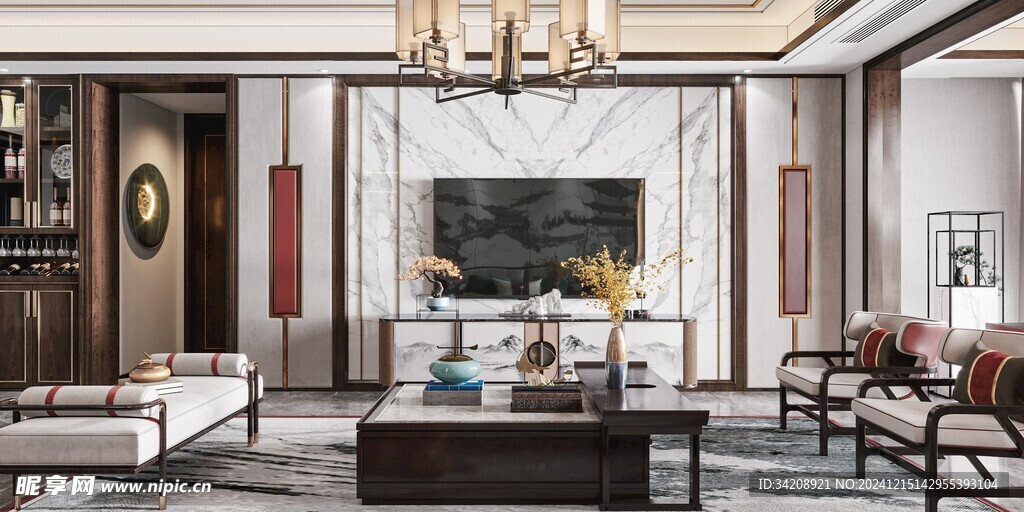 电视机满墙柜客厅装饰现代简约风