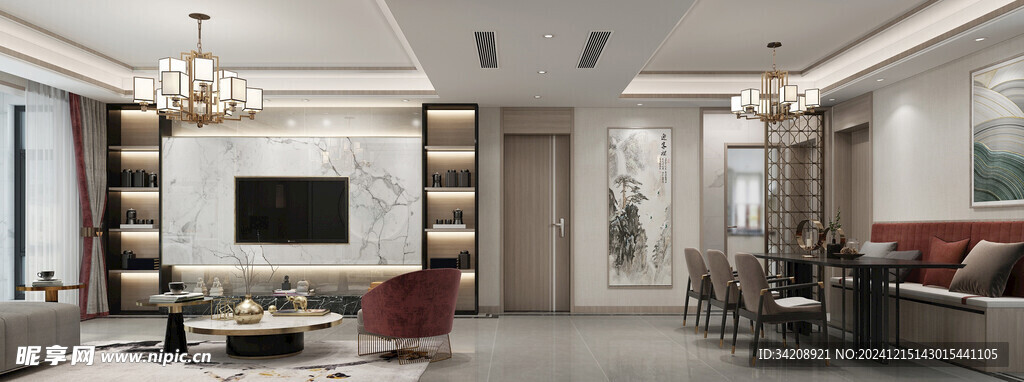 电视机满墙柜客厅装饰现代简约风