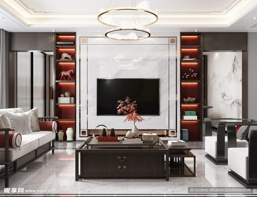 电视机满墙柜客厅装饰现代简约风