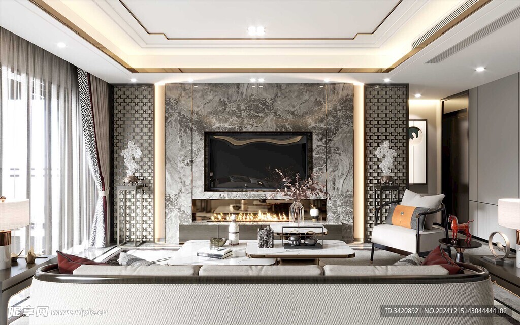 电视机满墙柜客厅装饰现代简约风