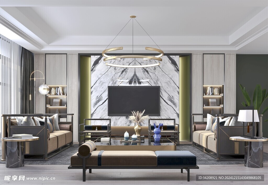 电视机满墙柜客厅装饰现代简约风