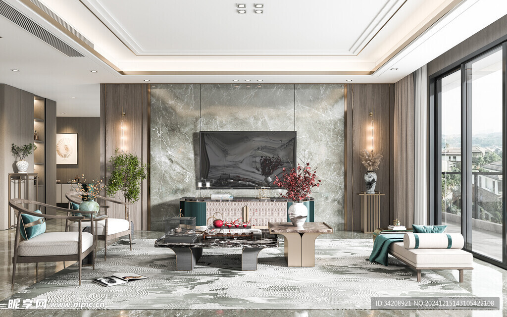 电视机满墙柜客厅装饰现代简约风