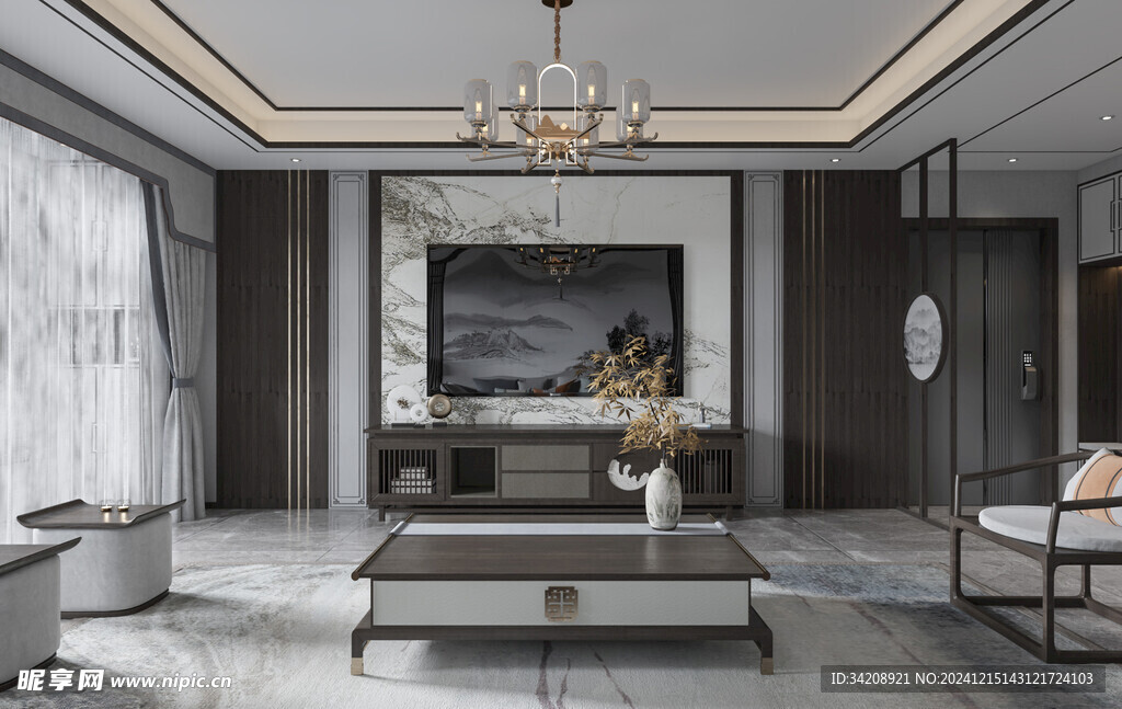 电视机满墙柜客厅装饰现代简约风