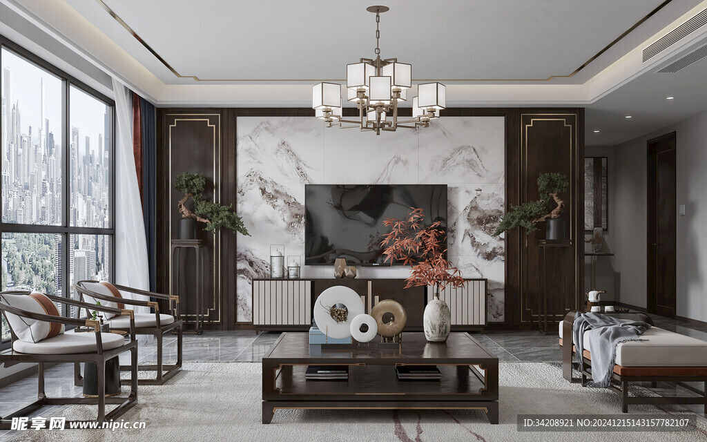 电视机满墙柜客厅装饰现代简约风