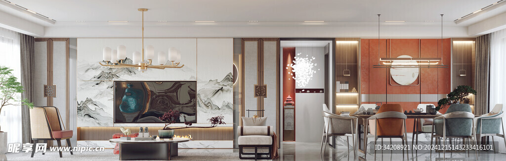 电视机满墙柜客厅装饰现代简约风