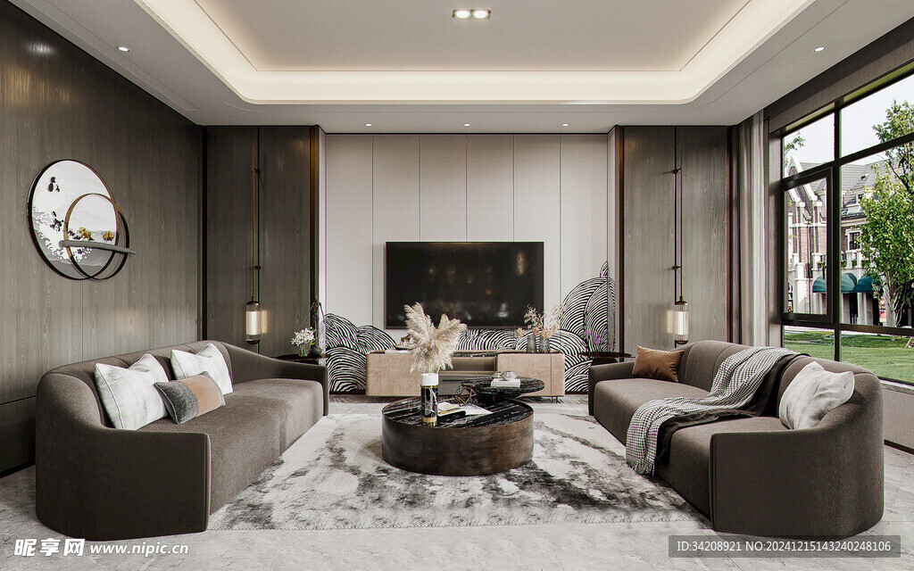 电视机满墙柜客厅装饰现代简约风