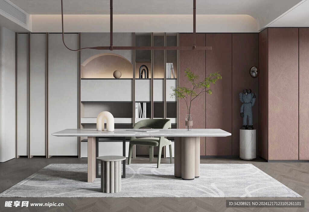 现代简约高级感多功能新中式书房