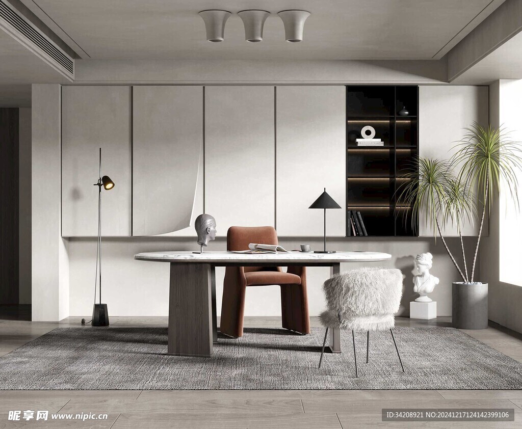 现代简约高级感多功能新中式书房