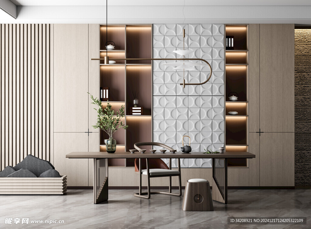 现代简约高级感多功能新中式书房