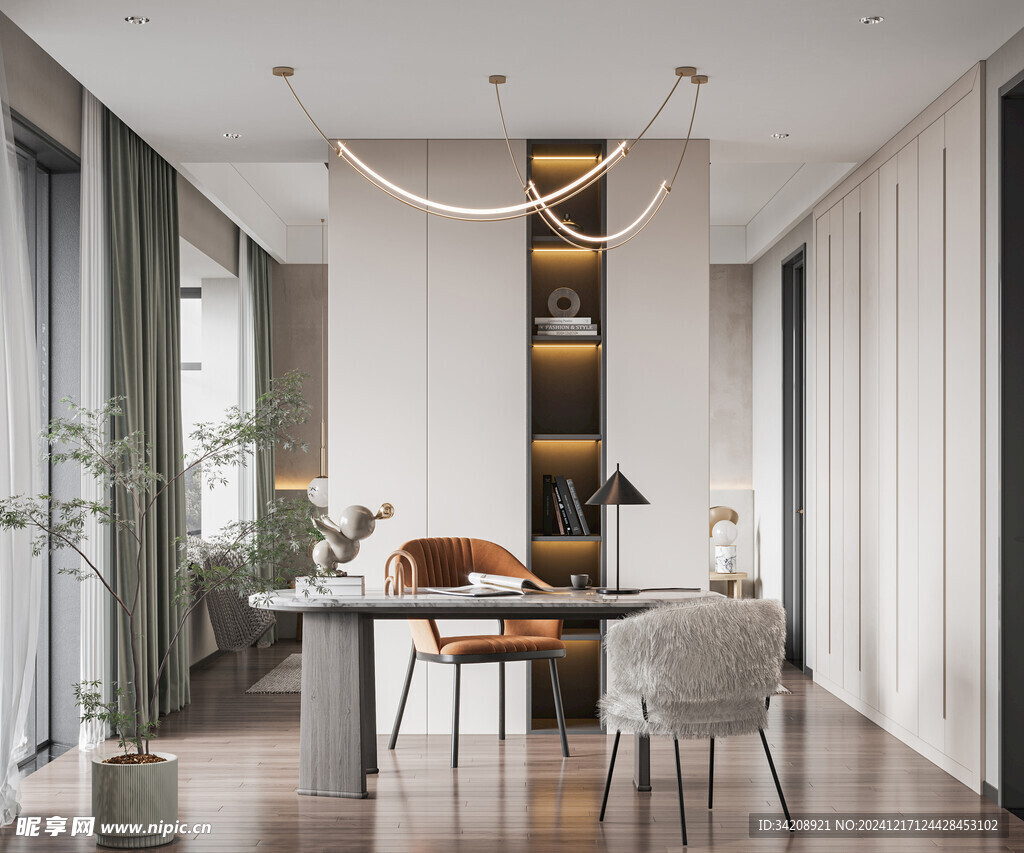 现代简约高级感多功能新中式书房