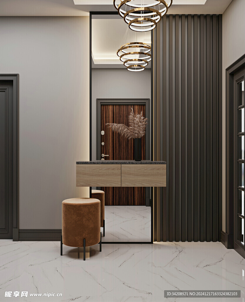 鞋柜玄关入户大门高级感全屋定制