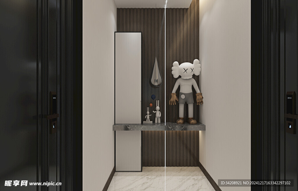 鞋柜玄关入户大门高级感全屋定制