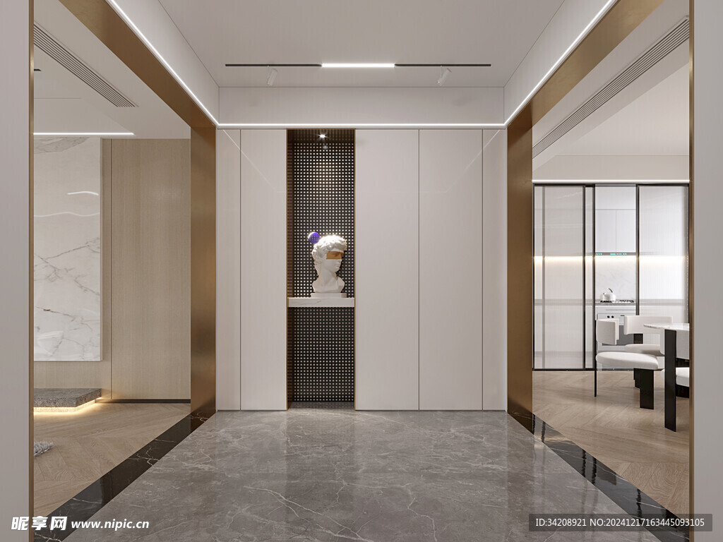 鞋柜玄关入户大门高级感全屋定制