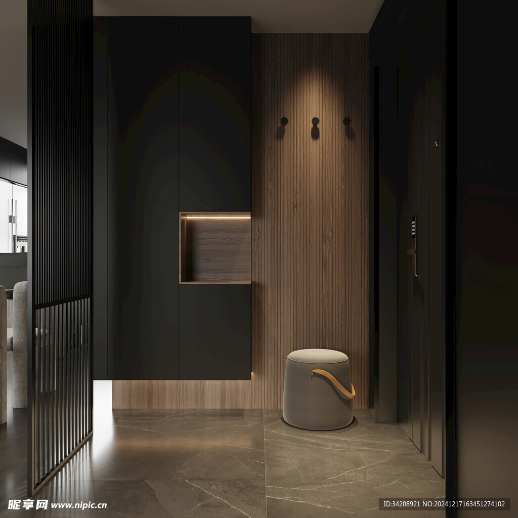 鞋柜玄关入户大门高级感全屋定制