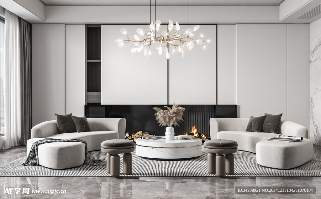 现代简约高级感新中式复古风客厅