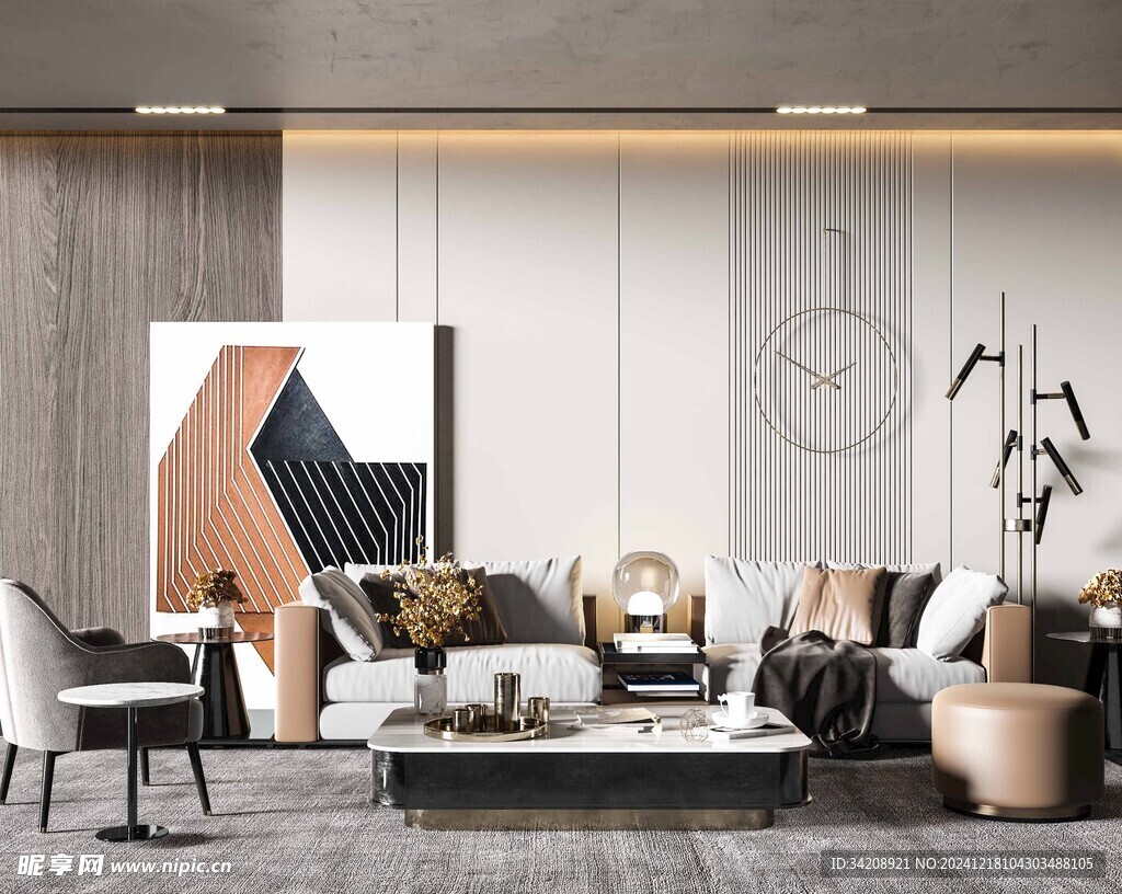 现代简约高级感新中式复古风客厅