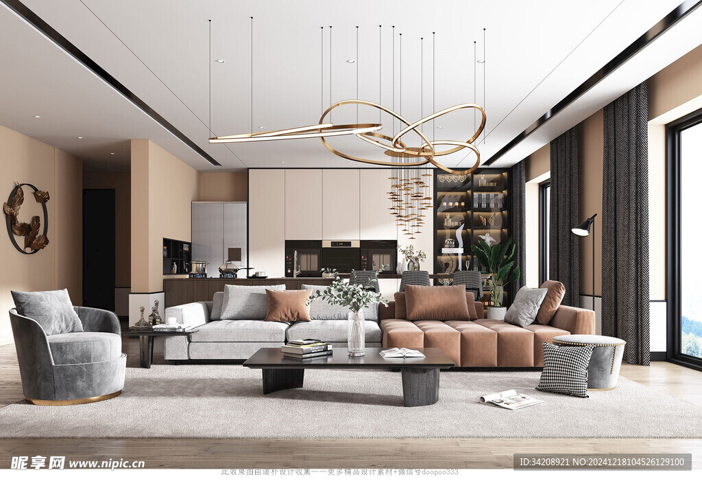 现代简约高级感新中式复古风客厅