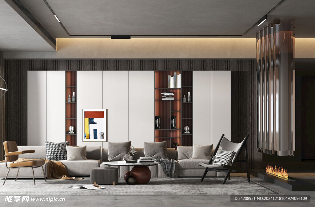 现代简约高级感新中式复古风客厅