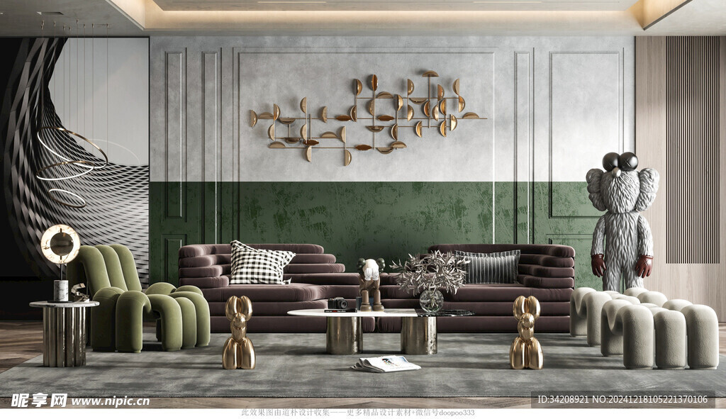 现代简约高级感新中式复古风客厅