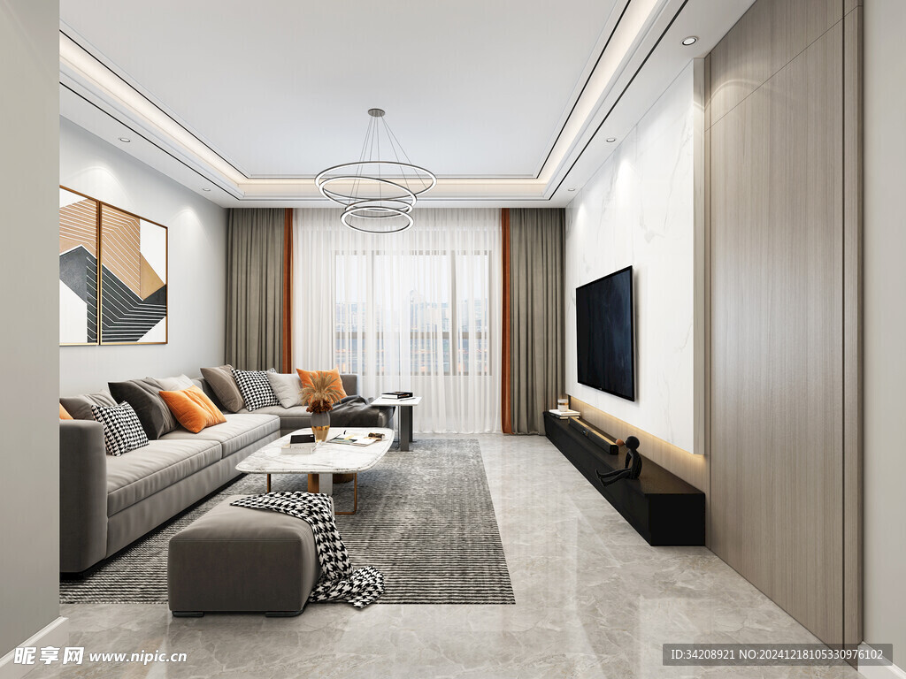 现代简约高级感新中式复古风客厅