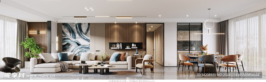 现代简约高级感新中式复古风客厅