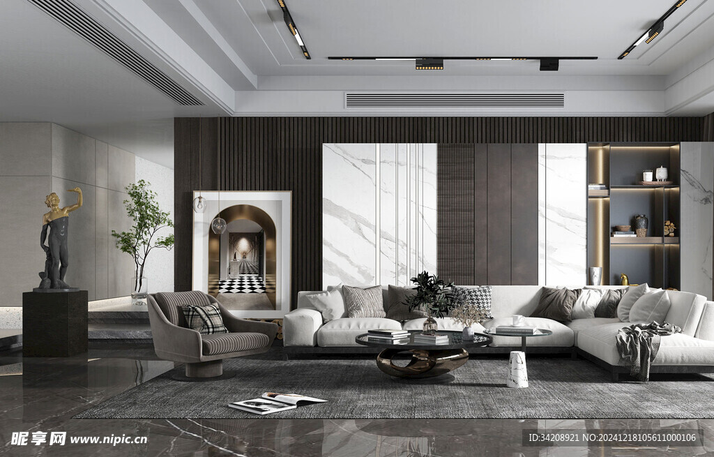 现代简约高级感新中式复古风客厅