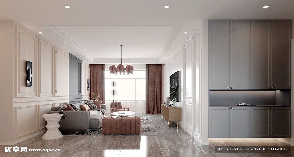 现代简约高级感新中式复古风客厅