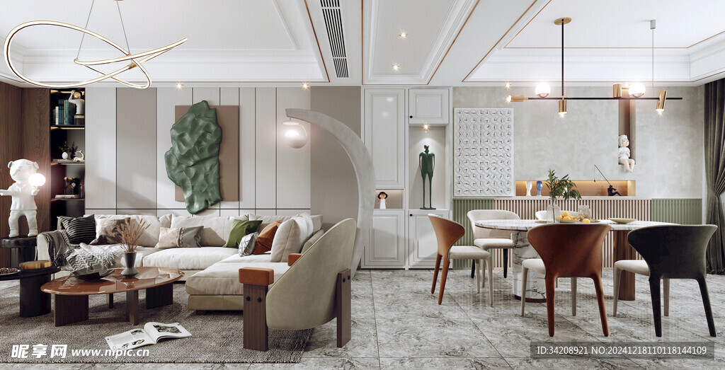 现代简约高级感新中式复古风客厅