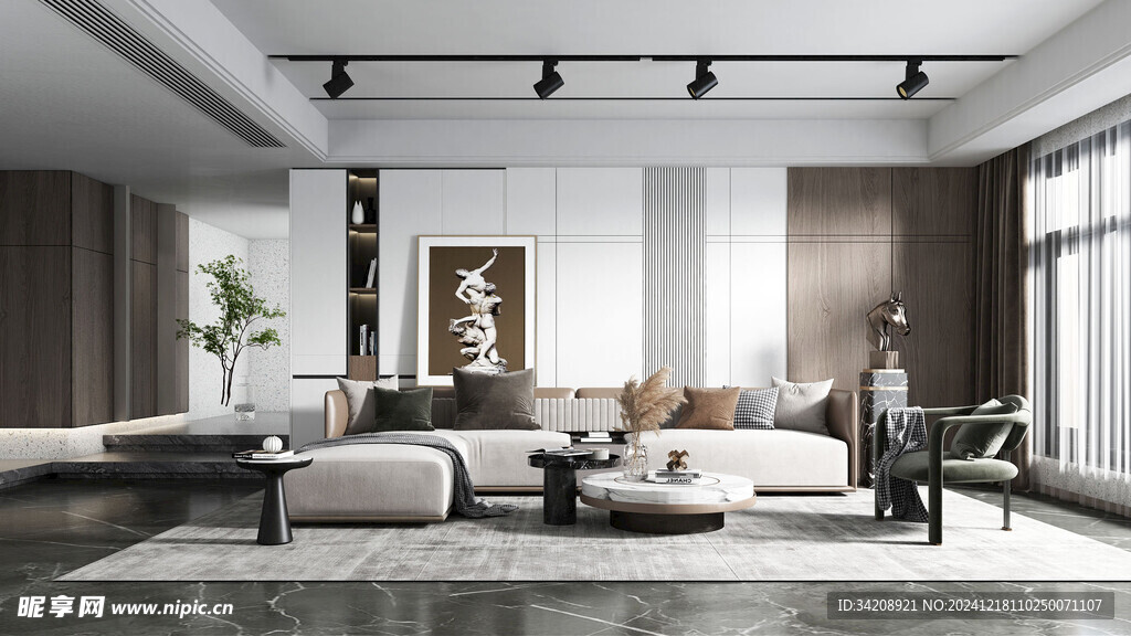 现代简约高级感新中式复古风客厅